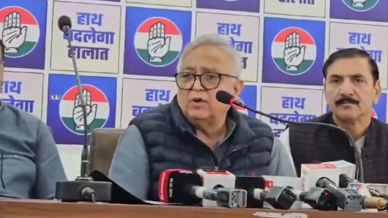 Congress leader Capt. Ajay Singh Yadav addresses a press conference
