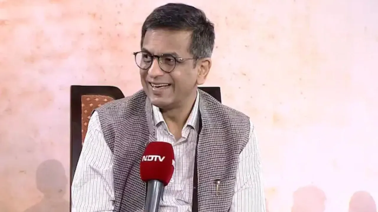 Former chief justice of India D Y Chandrachud speaking at NDTV India's Samvidhan@75 Conclave
