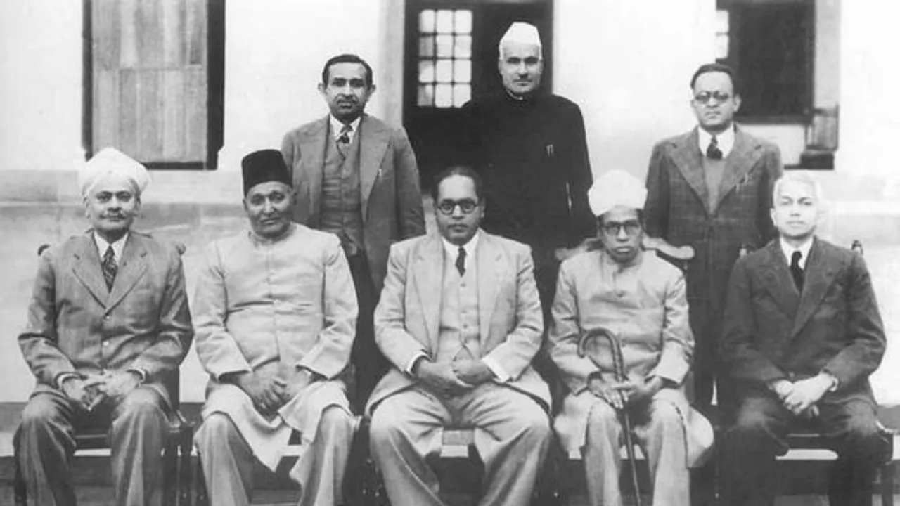 Dr. B.R. Ambedkar, K.M. Munshi, Muhammed Saadullah, Alladi Krishnaswamy Iyer, Gopala Swami Ayyangar, N. Madhava Rao, B.L. Mitter and T. T. Krishnamachari: