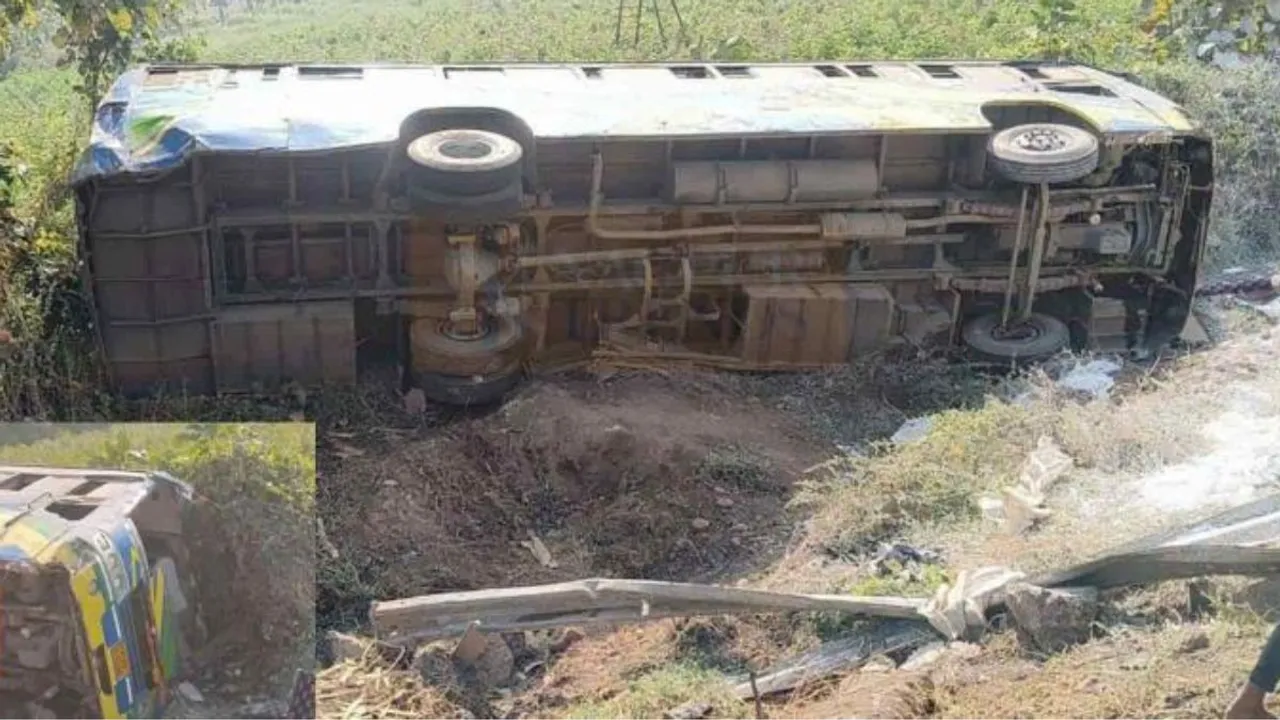 A student was killed and several students and teachers were injured as the bus carrying them to a picnic spot overturned near Kanpur on Tuesday