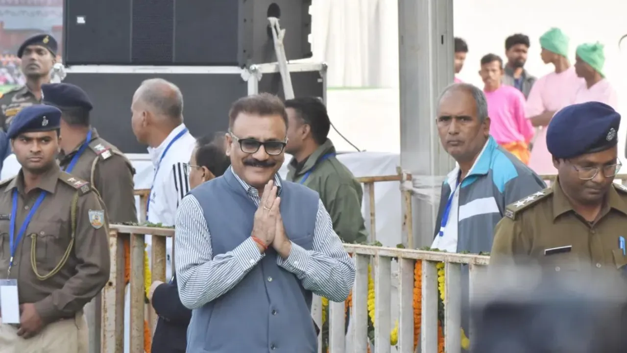 Newly appointed Director General of Police (DGP) Anurag Gupta during Swearing in ceremony at Morhabadi Grounds in Ranchi, Jharkhand on Thursday, November 28, 2024
