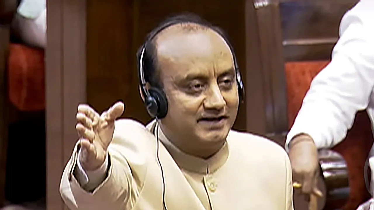 BJP MP Sudhanshu Trivedi speaks in the Rajya Sabha during the Winter session of Parliament, in New Delhi, Thursday, Dec. 5, 2024.