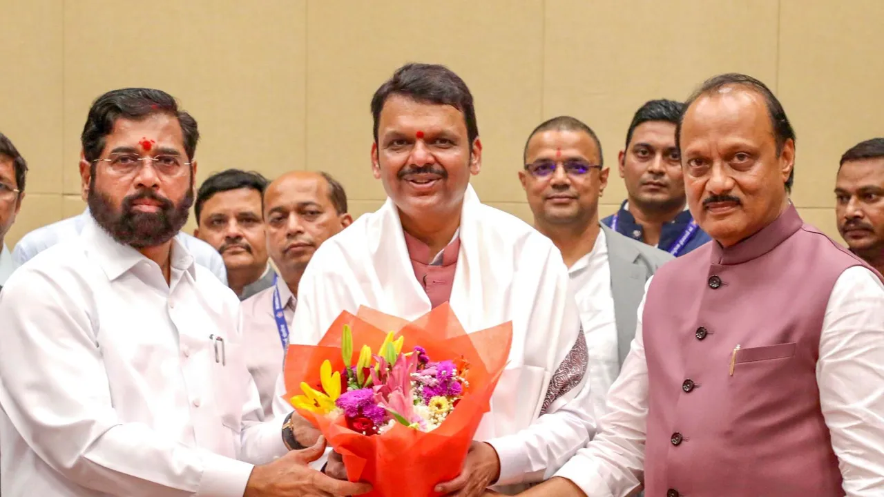 (L-R) Eknath Shinde, Devendra Fadnavis and Ajit Pawar