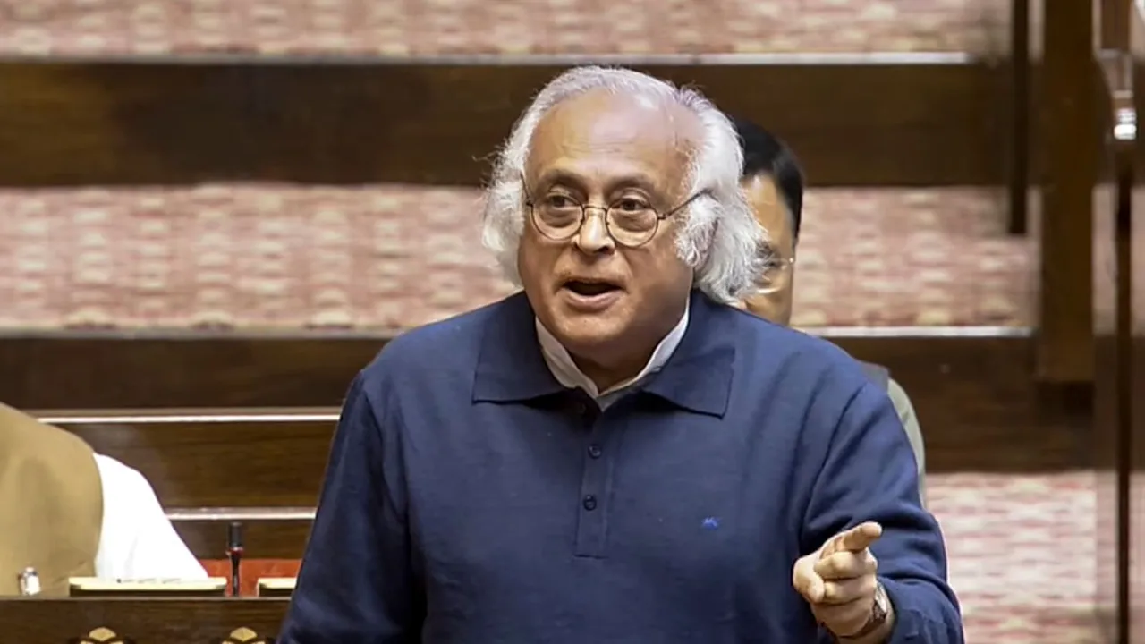 Congress MP Jairam Ramesh speaks in the Rajya Sabha during the Winter session of Parliament, in New Delhi, Friday, Dec. 6, 2024.