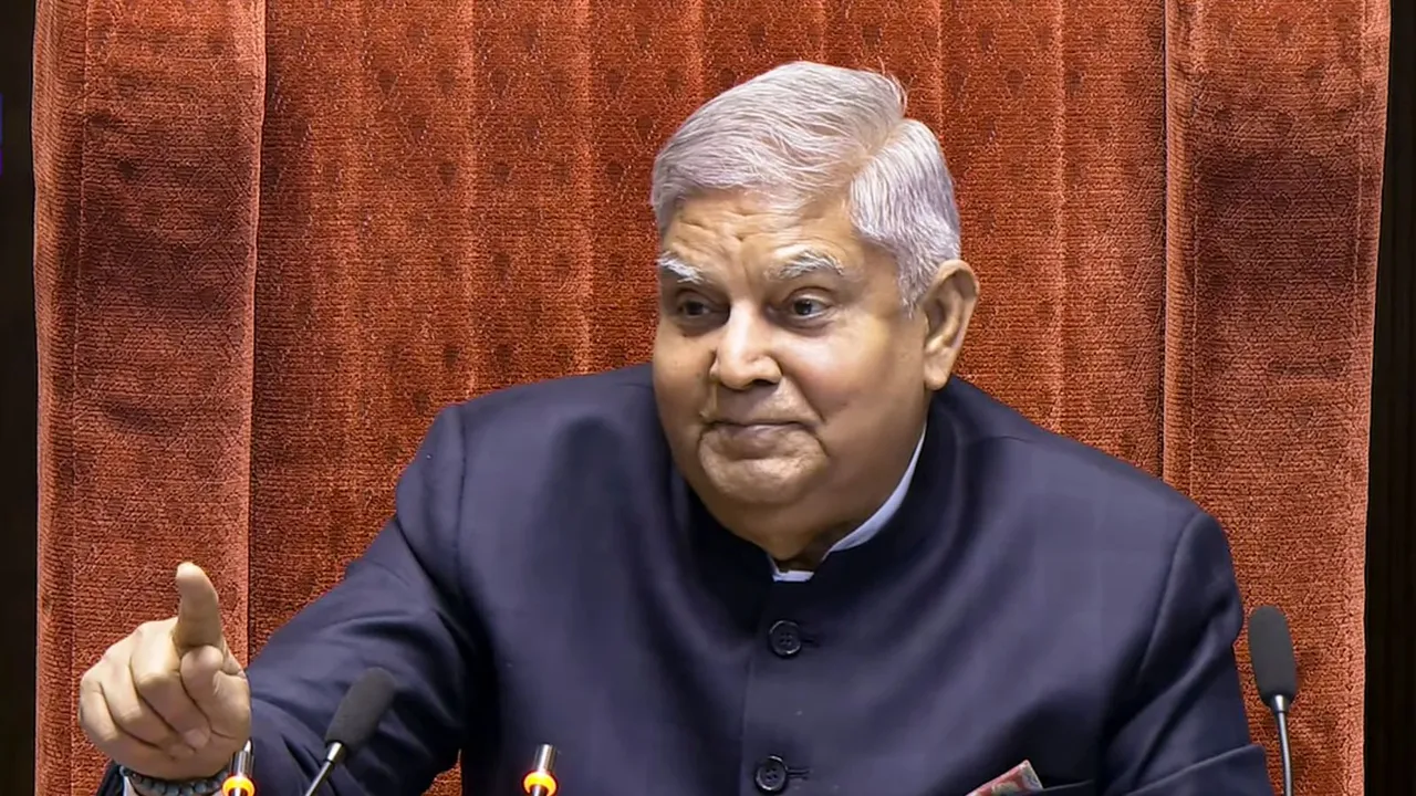 Rajya Sabha Chairman Jagdeep Dhankhar conducts proceedings in the House during the Winter session of Parliament, in New Delhi, Friday, Dec. 6, 2024.