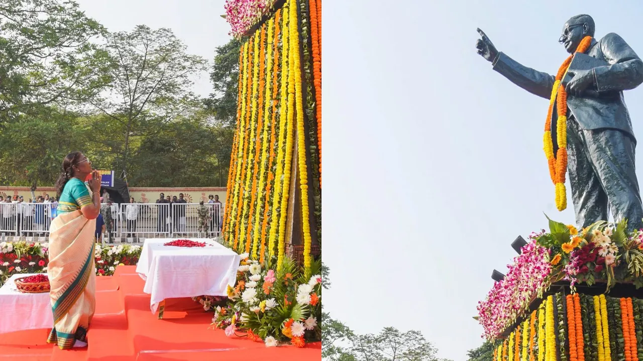 President Droupadi Murmu pays tribute to B.R. Ambedkar on his death anniversary, in Bhubaneswar, Friday, Dec. 6, 2024.