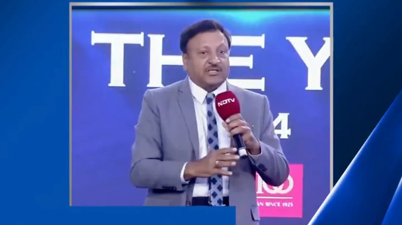 Rajiv Kumar speaking at the NDTV Indian of the Year 2024 on Friday, December 6, 2024.