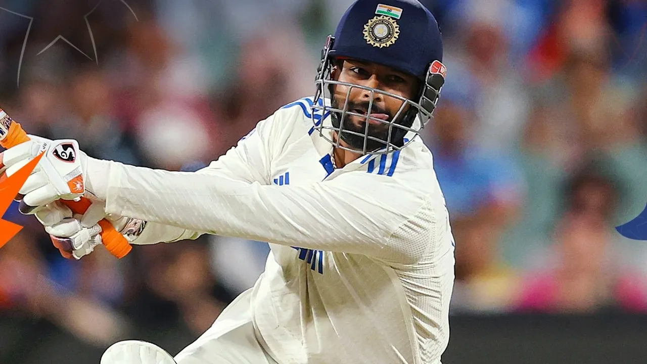 Rishabh Pant plays a shot during Test cricket match between India and Australia in Aidelede on Saturday, December 7, 2024.