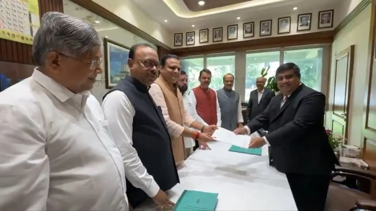BJP MLA Rahul Narwekar files nomination for the post of Speaker in the Maharashtra assembly