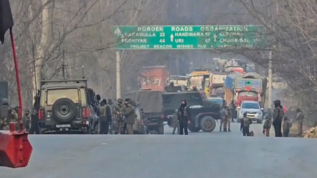 Security personnel keep vigil after a suspicious bag was found near a private school, in Baramulla district of J&K, Monday, Dec. 9, 2024.