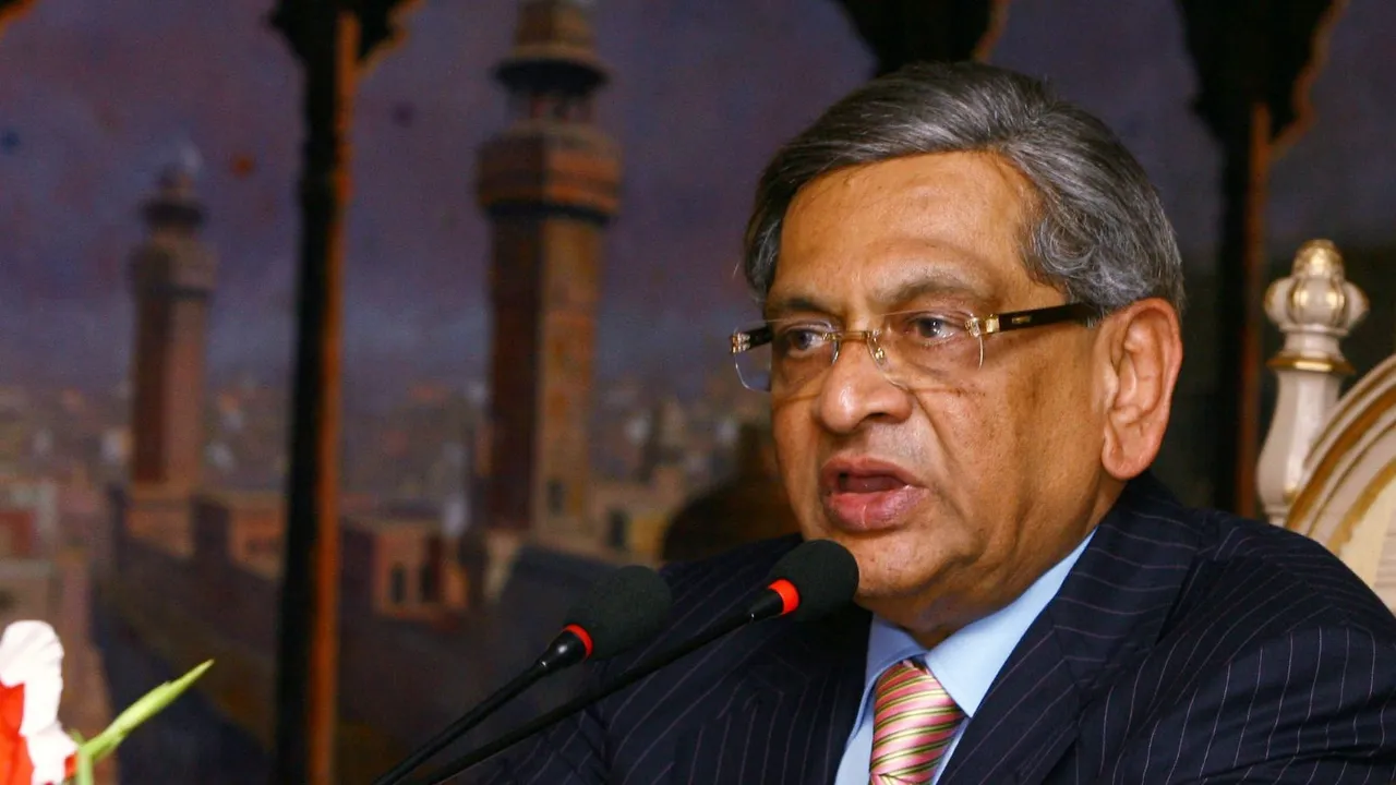 In this Thursday, July 15, 2010 file image, External Affairs Minister S M Krishna addresses a press conference in Islamabad during his visit to Pakistan.