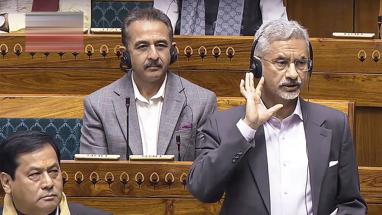  Union Minister S Jaishankar speaks in the Lok Sabha during the Winter session of Parliament, in New Delhi, Friday, Dec. 13, 2024.