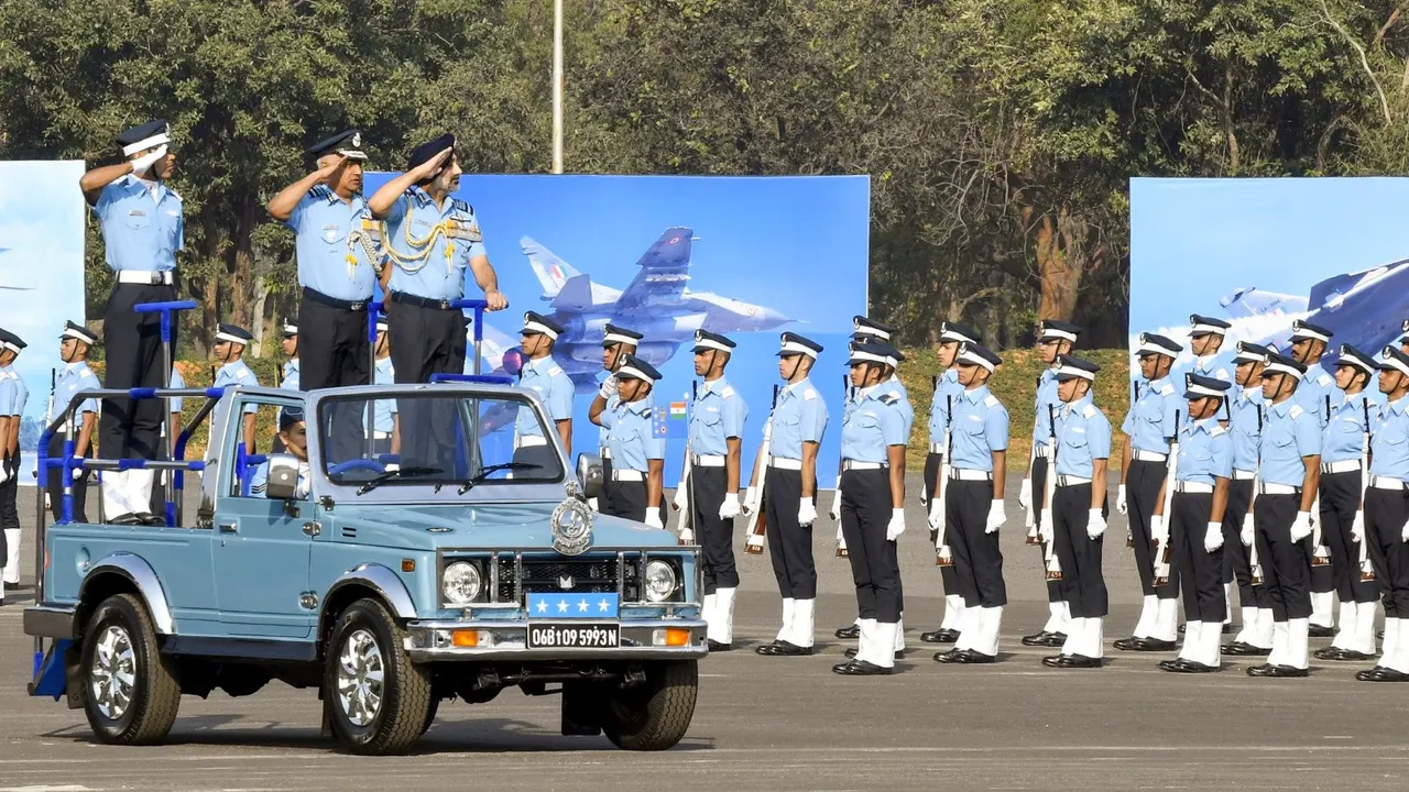 Chief of the Air Staff Air Chief Marshal A.P. Singh reviews the Combined Graduation Parade of Number 214 Course at Air Force Academy (AFA) Dundigal, Hyderabad, Saturday, Dec. 14, 2024.