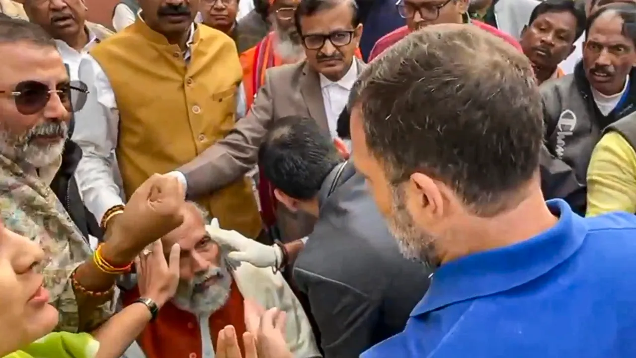 Rahul Gandhi visits BJP MP Pratap Chandra Sarangi who got injured after clashes between India Bloc and NDA MPs, at Parliament complex, in New Delhi, Thursday, Dec. 19, 2024.