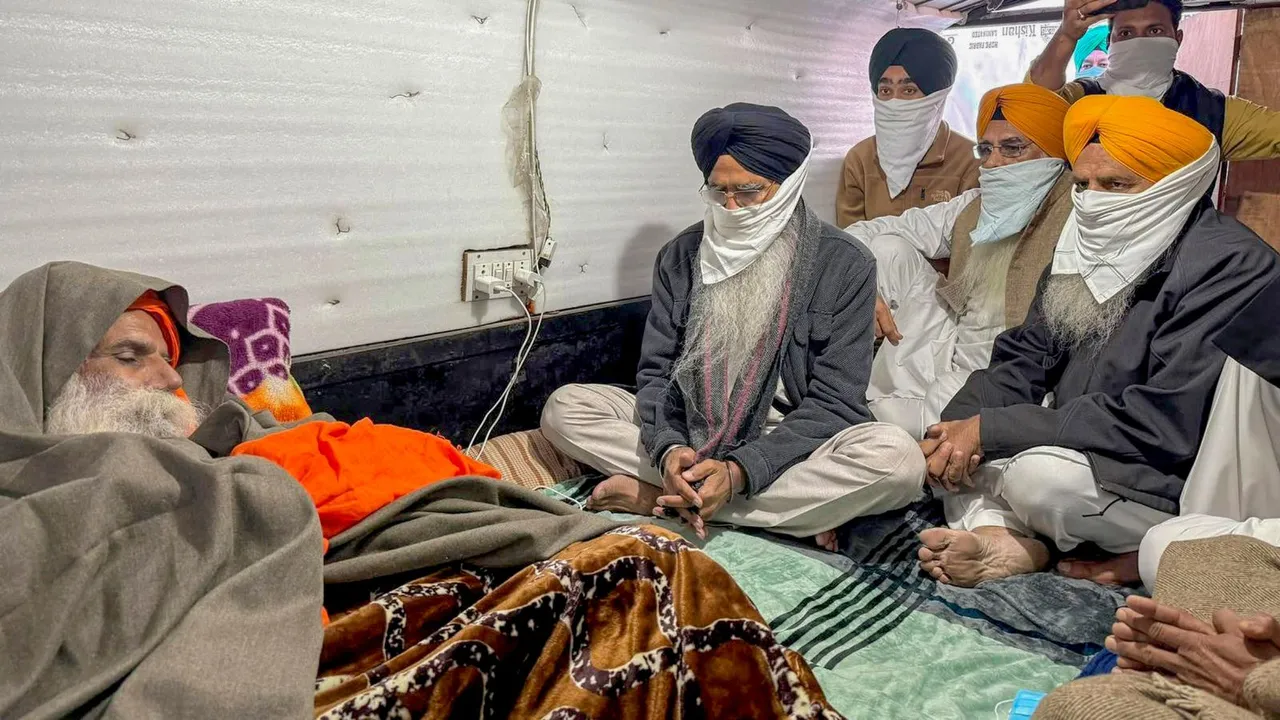 hiromani Gurdwara Parbandhak Committee (SGPC) President Harjinder Singh Dhami meets farmer leader Jagjit Singh Dallewal