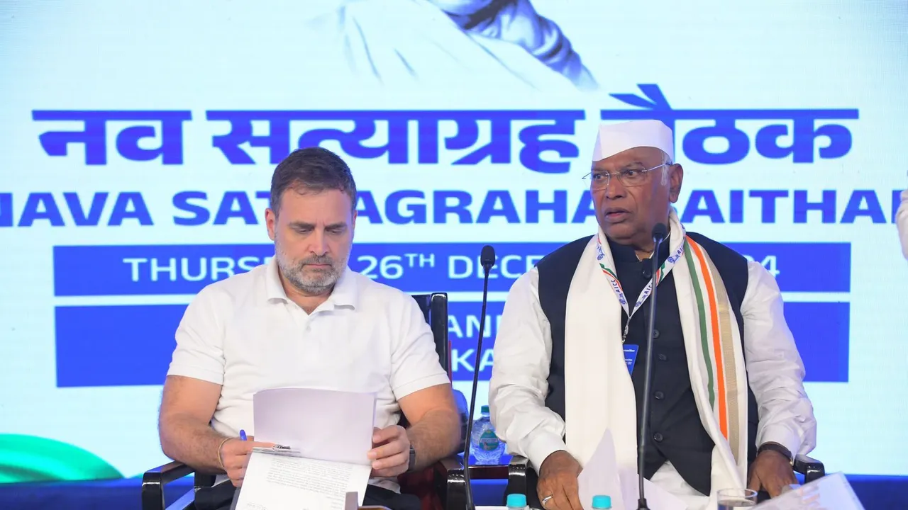 Rahul Gandhi Mallikarjun Kharge Belagavi Nava Satyagraha