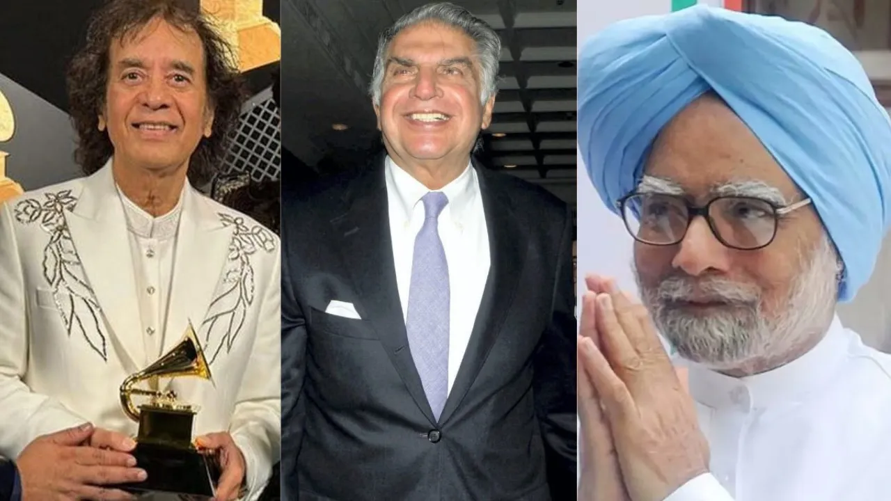 Zakir Hussain, Ratan Tata and Manmohan Singh