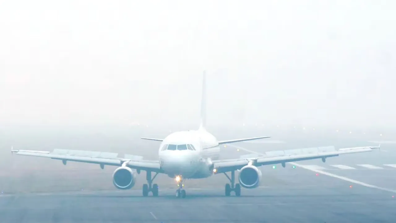 Delhi Airport Delhi Fog Flight Delay Srinagar Airport Aviation image