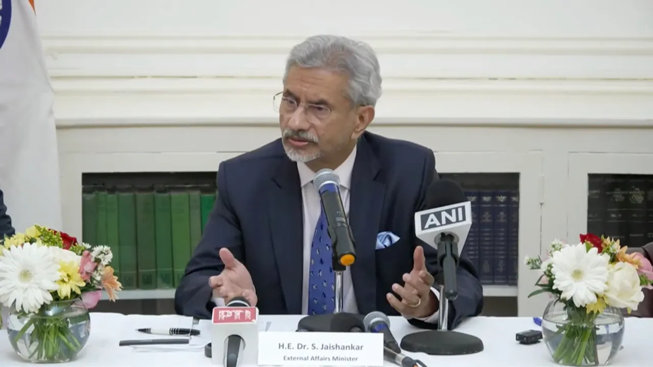 S Jaishankar addresses press at Indian Embassy in Washington on Wednesday, Jan 22, 2025.