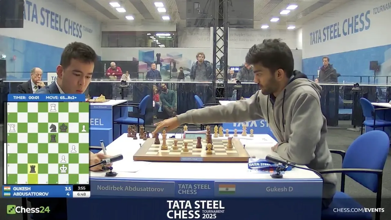 D Gukesh and Nodirbek Abdusattorov