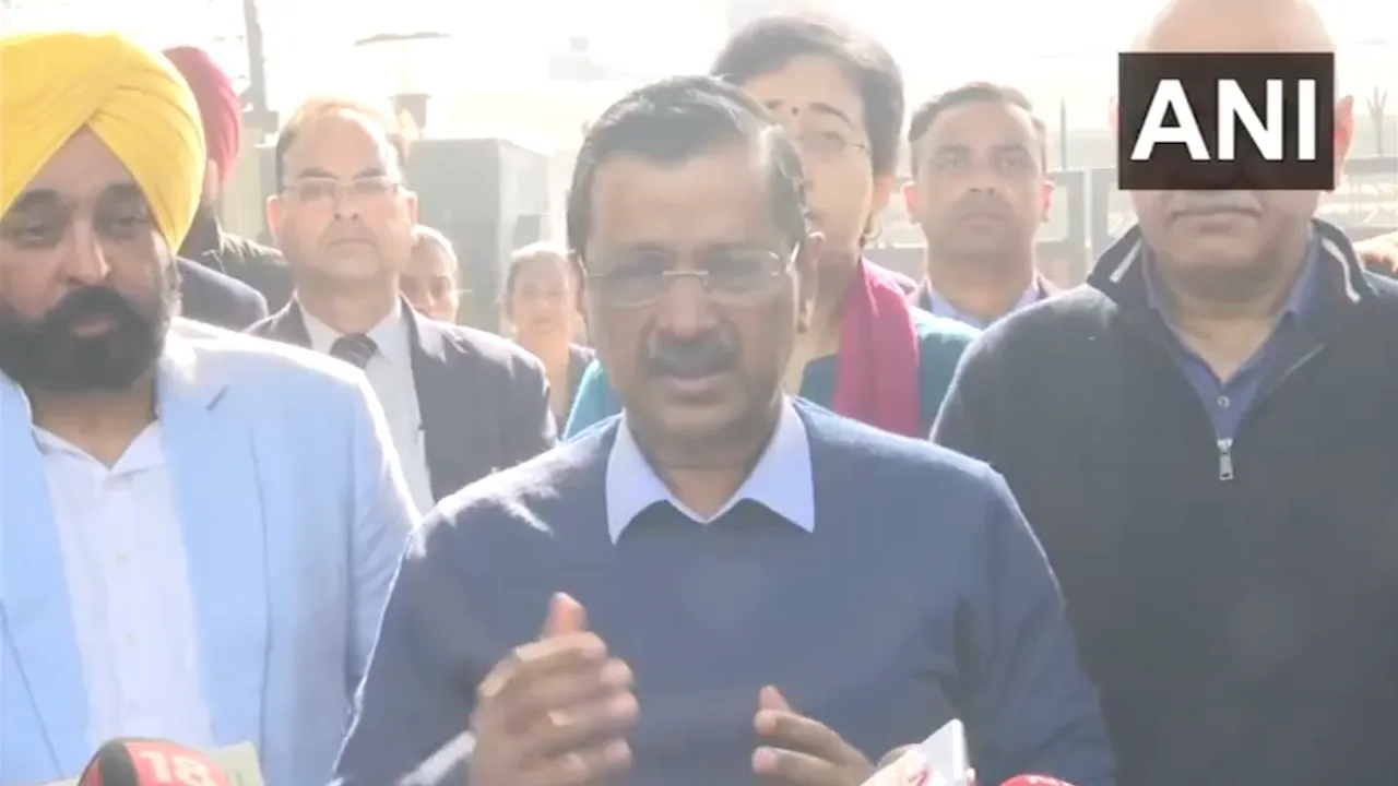 Arvind Kejriwal addresses media outside Election Commission on Friday, Jan 31, 2025.