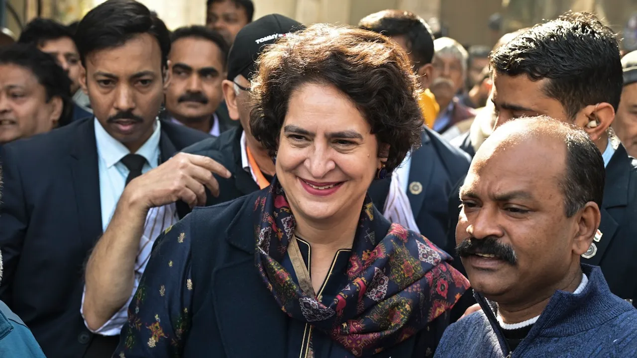 Congress leader Priyanka Gandhi during an election campaign ahead of Delhi polls at Jangpura in New Delhi on Feb. 3, 2025.