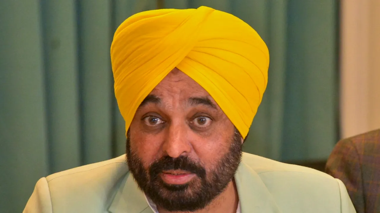 Bhagwant Mann addresses a press conference over deportation of illegal Indian immigrants from US in Amritsar on Friday, Feb. 14, 2025.