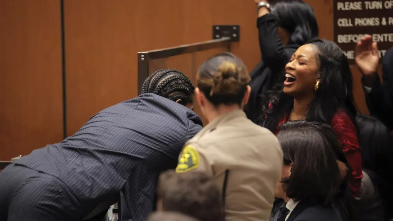 A$AP Rocky hugs Rihanna