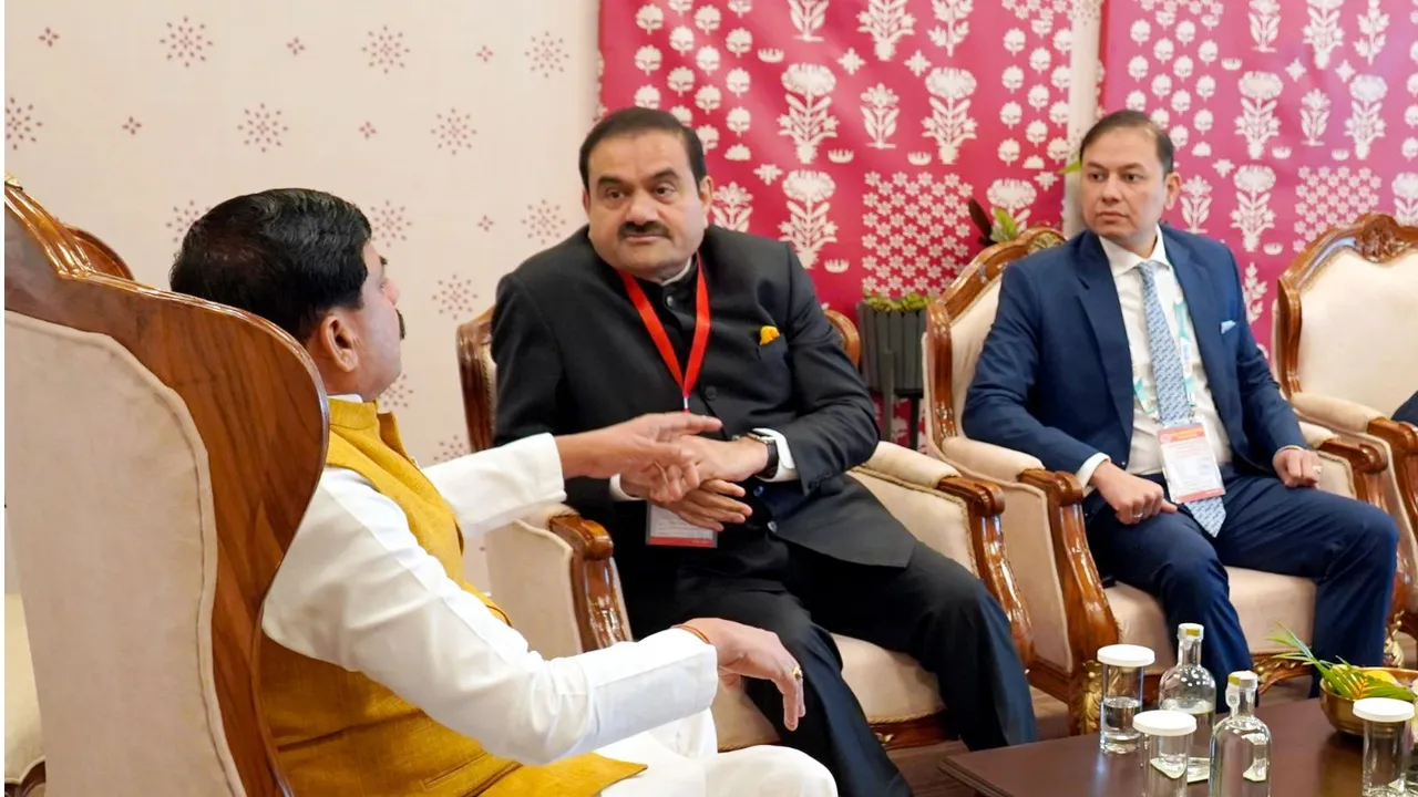 Guatam Adani with Mohan Singh Yadav