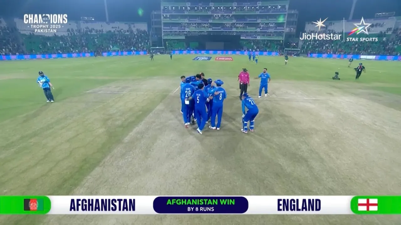 Afghanistan win its Champions Trophy match against England in Lahore on Wednesday, Feb 26, 2025.