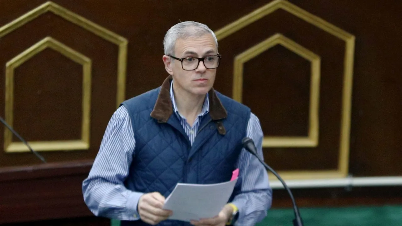 Omar Abdullah Jammu And KashmirJammu and Kashmir Chief Minister Omar Abdullah during the Budget session of the J&K Assembly, in Jammu, Saturday, March 8, 2025.
