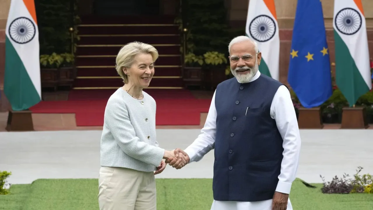 Narendra Modi with Ursula Von Der Leyen image