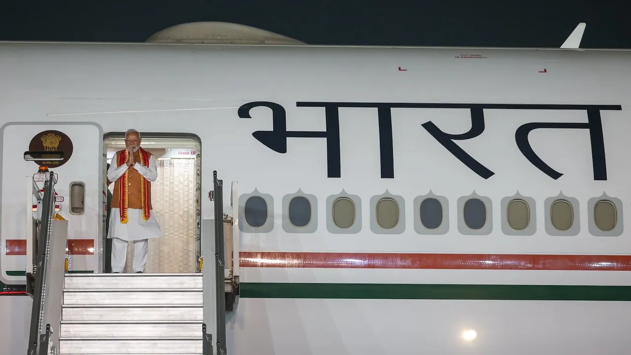 Narendra Modi emplanes for a two-day visit to Mauritius on Tuesday, March 11, 2025.