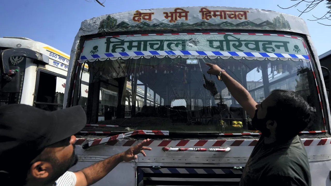 HRTC buses damaged Amritsar