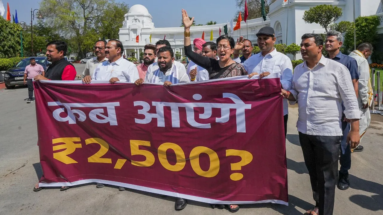 AAP Protest Delhi Assembly Atishi