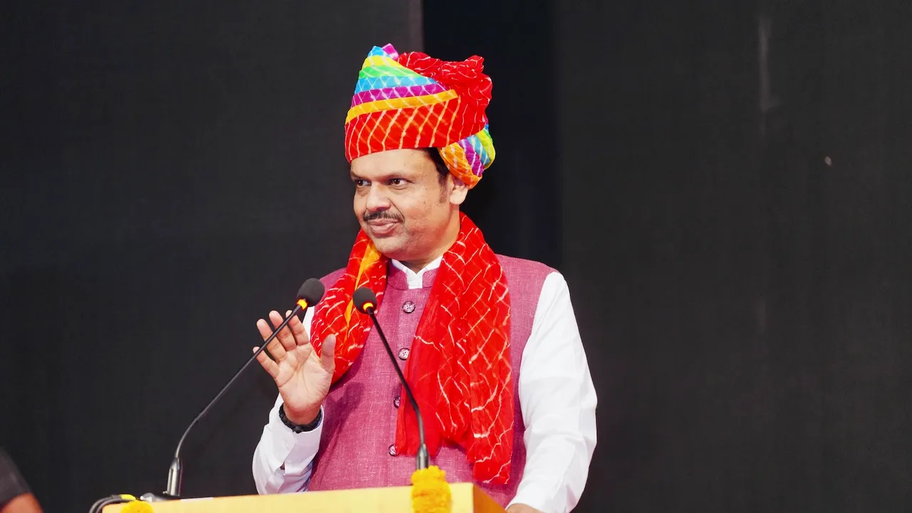Devendra Fadnavis at the felicitation ceremony of Governor of Sikkim Om Prakash Mathur organised by Rajasthan Global Forum in Mumbai on Monday, March 24. 2025.