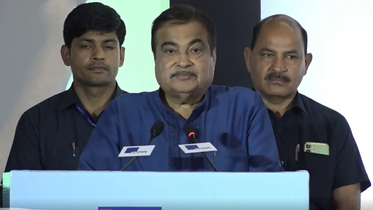 Nitin Gadkari speaking on road safety in New Delhi