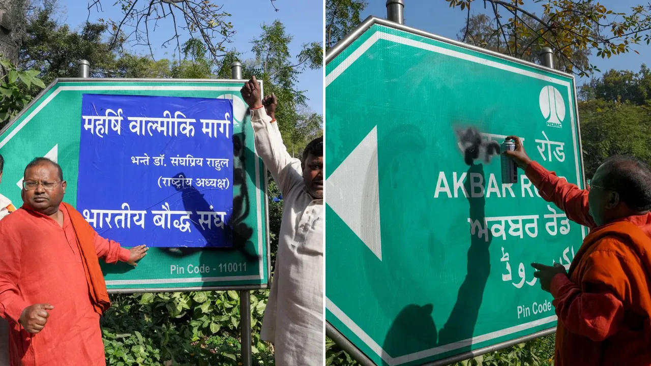 Akbar Road signboard defaced