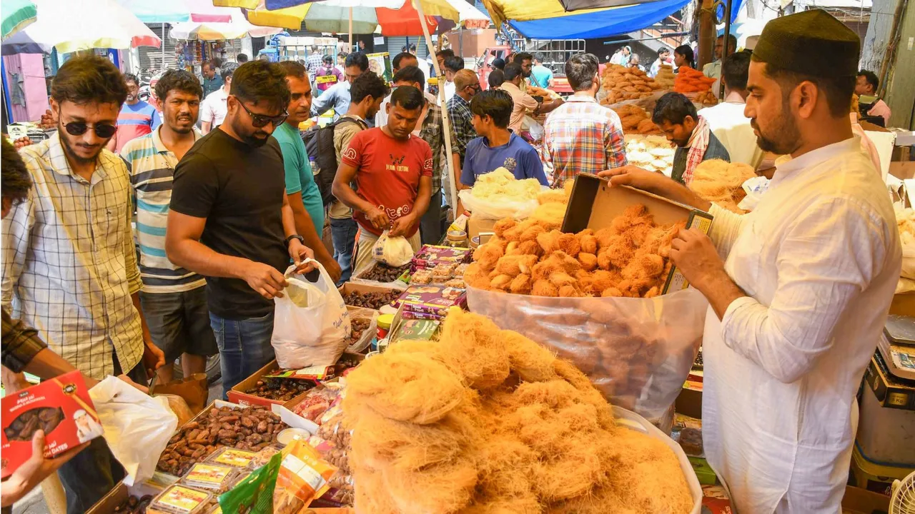 Muslims buying items for Eid celebration