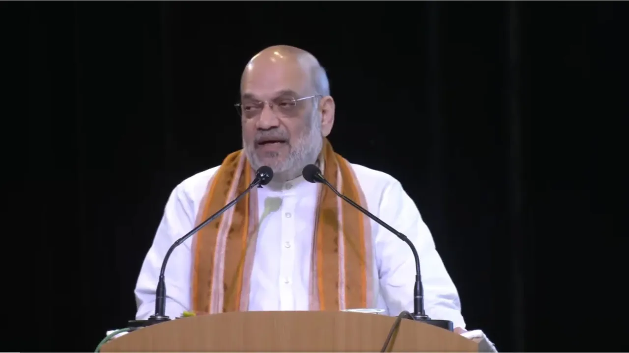 Union Home Minister Amit Shah speaking in a rally in Haryana