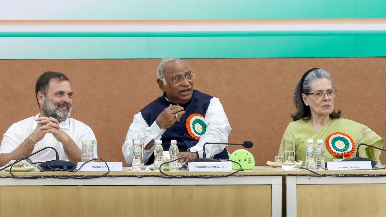 AICC Session Congress Rahul Gandhi Mallikarjun Kharge Sonia Gandhi