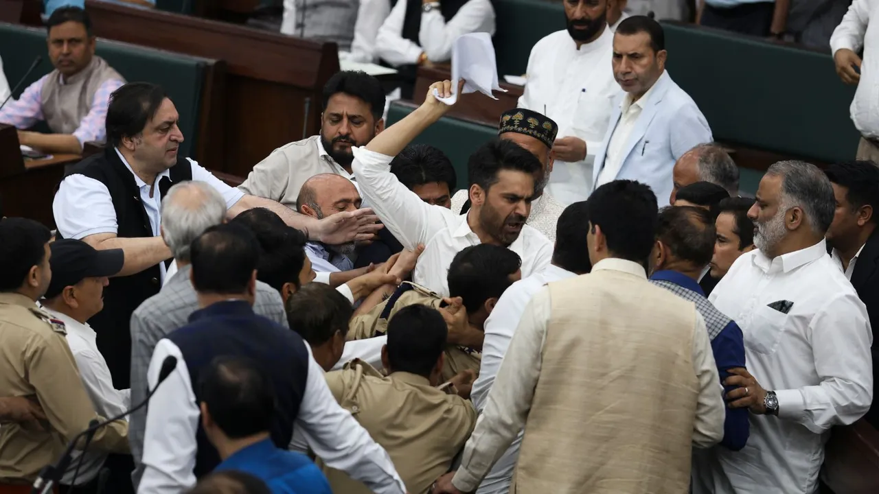 MLAs marshaled out from jammu And Kashmir assembly