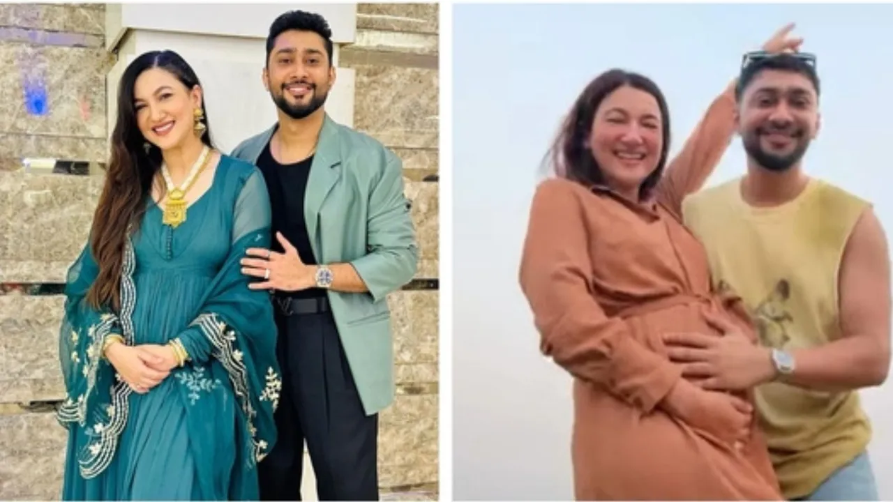 Gauhar Khan showing her baby bump