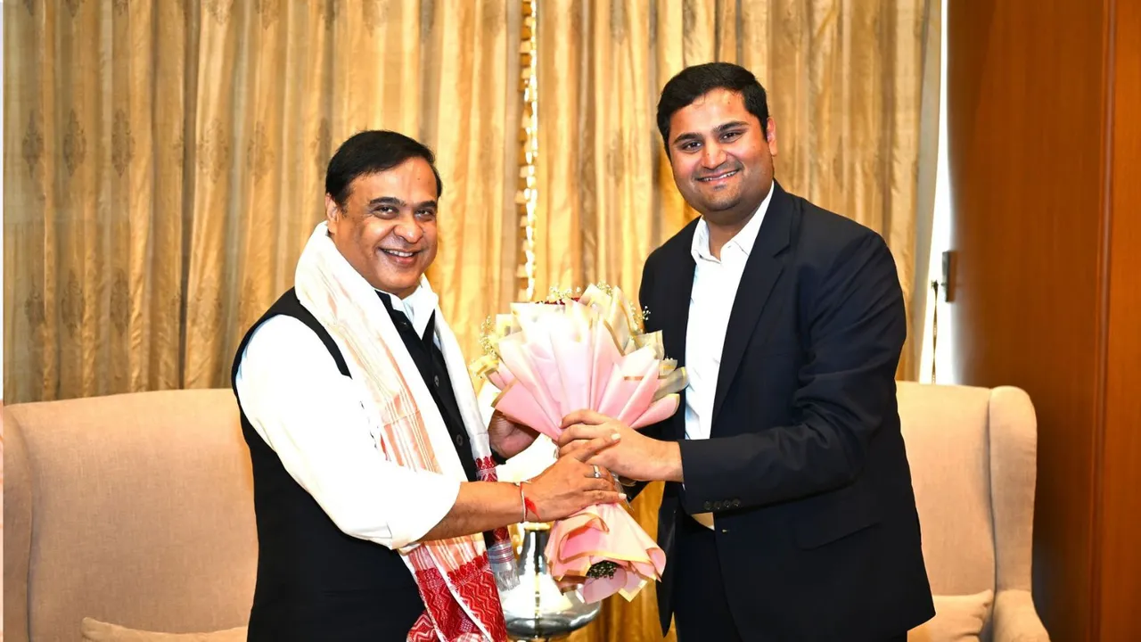 Himanta Biswa Sarma with Jeet Adani