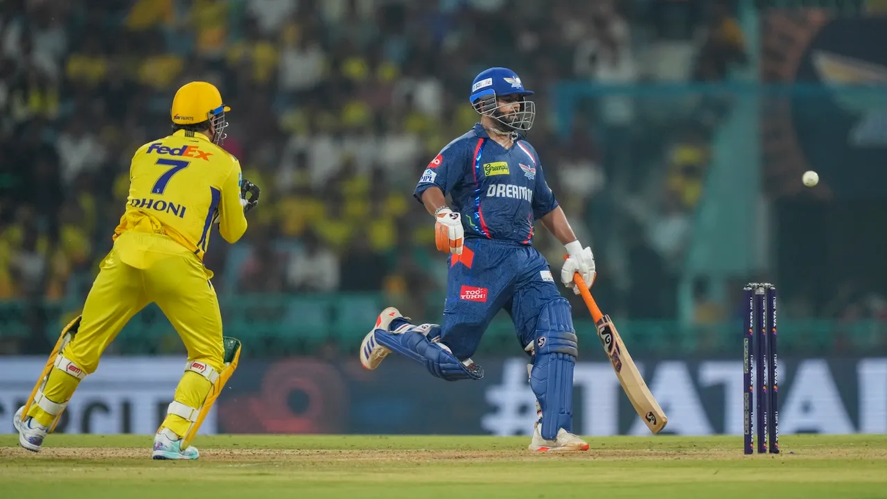 Lucknow Super Giants’ captain Rishabh Pant during an IPL match against Chennai Super Kings in Lucknow on Monday, April 14, 2025.
