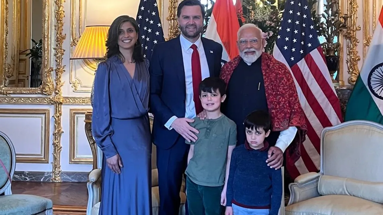 Usha and JD Vance with Narendra Modi (File photo)