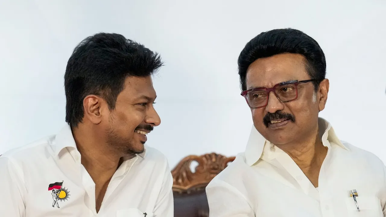MK Stalin with Udhayanidhi