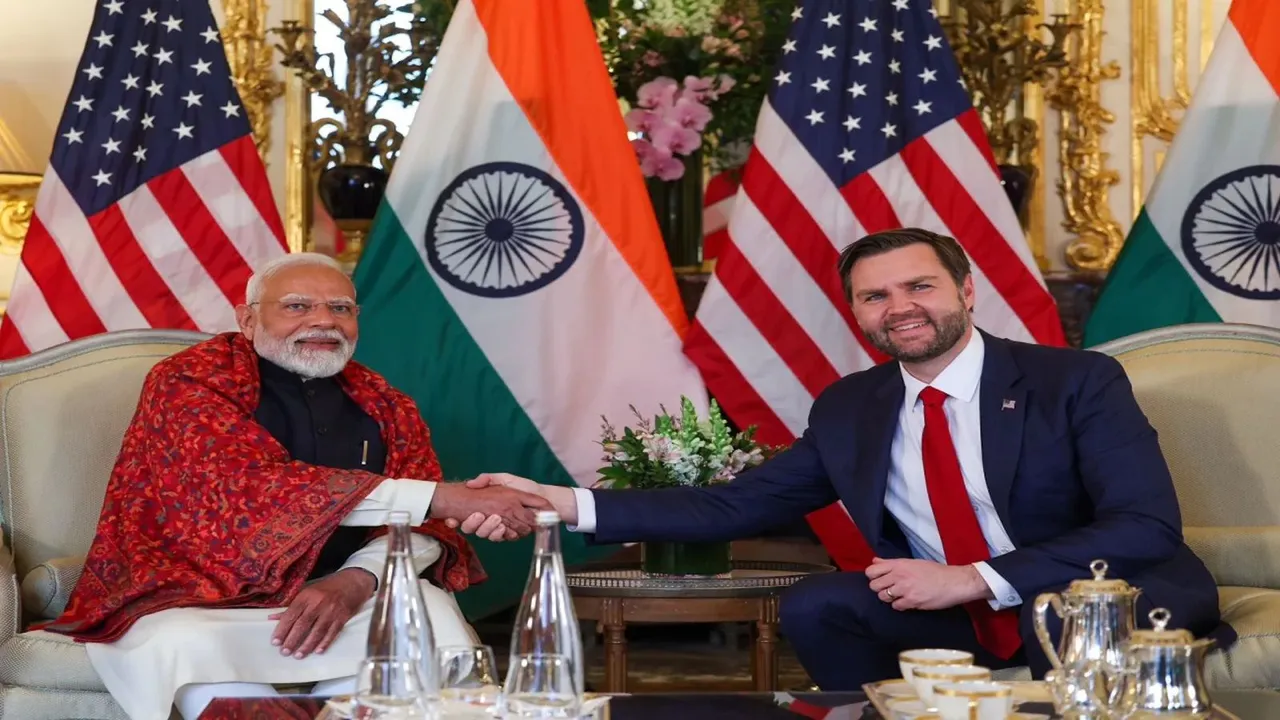 PM Narendra Modi with JD vance
