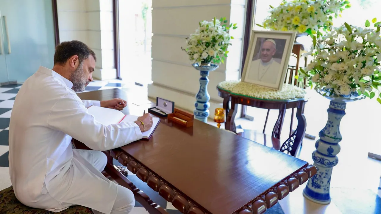 Pope Francis Rahul Gandhi at Apostolic Nunciature