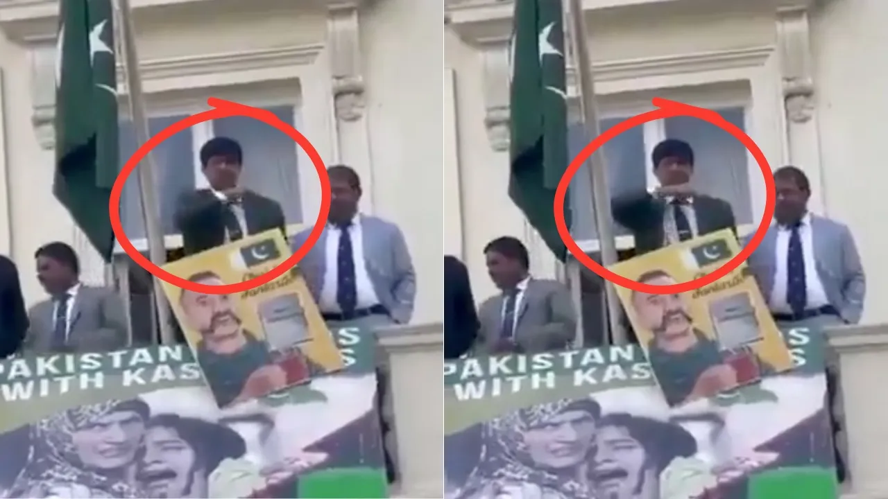 Throat-slit gesture by Pakistani diplomat against India in Londan